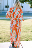 Bohemian Tie Dye Pleated Shirt Collar Loose Jumpsuit