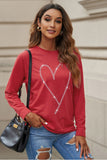 Red Solid Round Neck Raglan Sleeve Sweatshirt