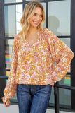 Split V Neck Floral Blouse