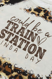 TRAIN STATION Graphic Leopard Print T Shirt