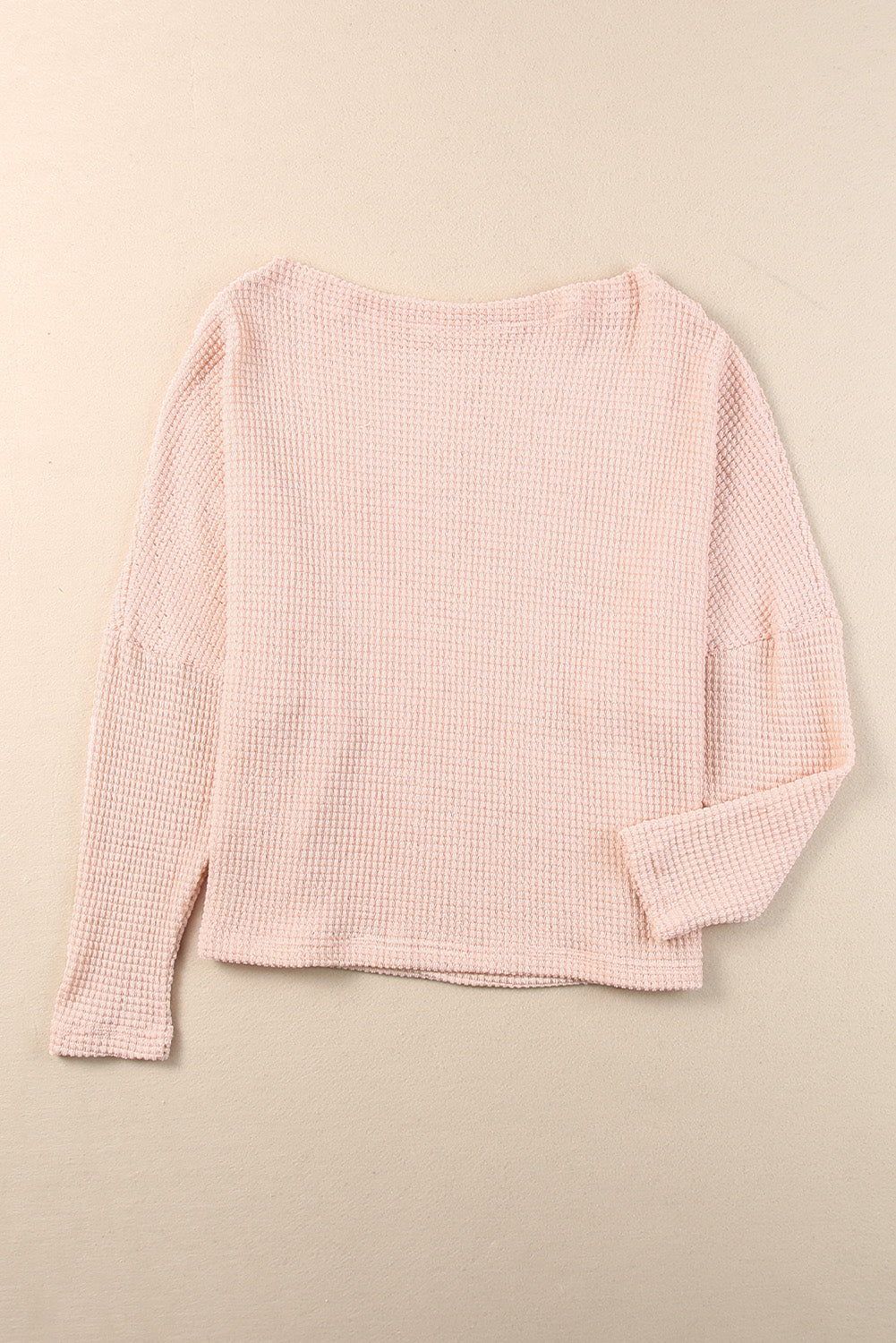 Waffle Knit Eyelet Long Sleeve Blouse