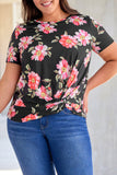 Plus Size Floral Print Twist Knot Top