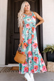 Boho Print Sleeveless High Waist Long Floral Dress