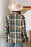 Green Chest Pockets Button Up Plaid Shacket