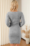 V Neck Bodycon Sweater Dress