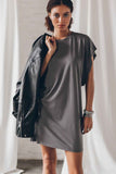 Bat Sleeve T-shirt Dress with Slits