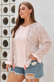 Dotty Floral Patchwork Plus Size Long Sleeve Blouse