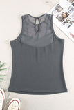 Strappy Mesh Splicing Ribbed Tank Top