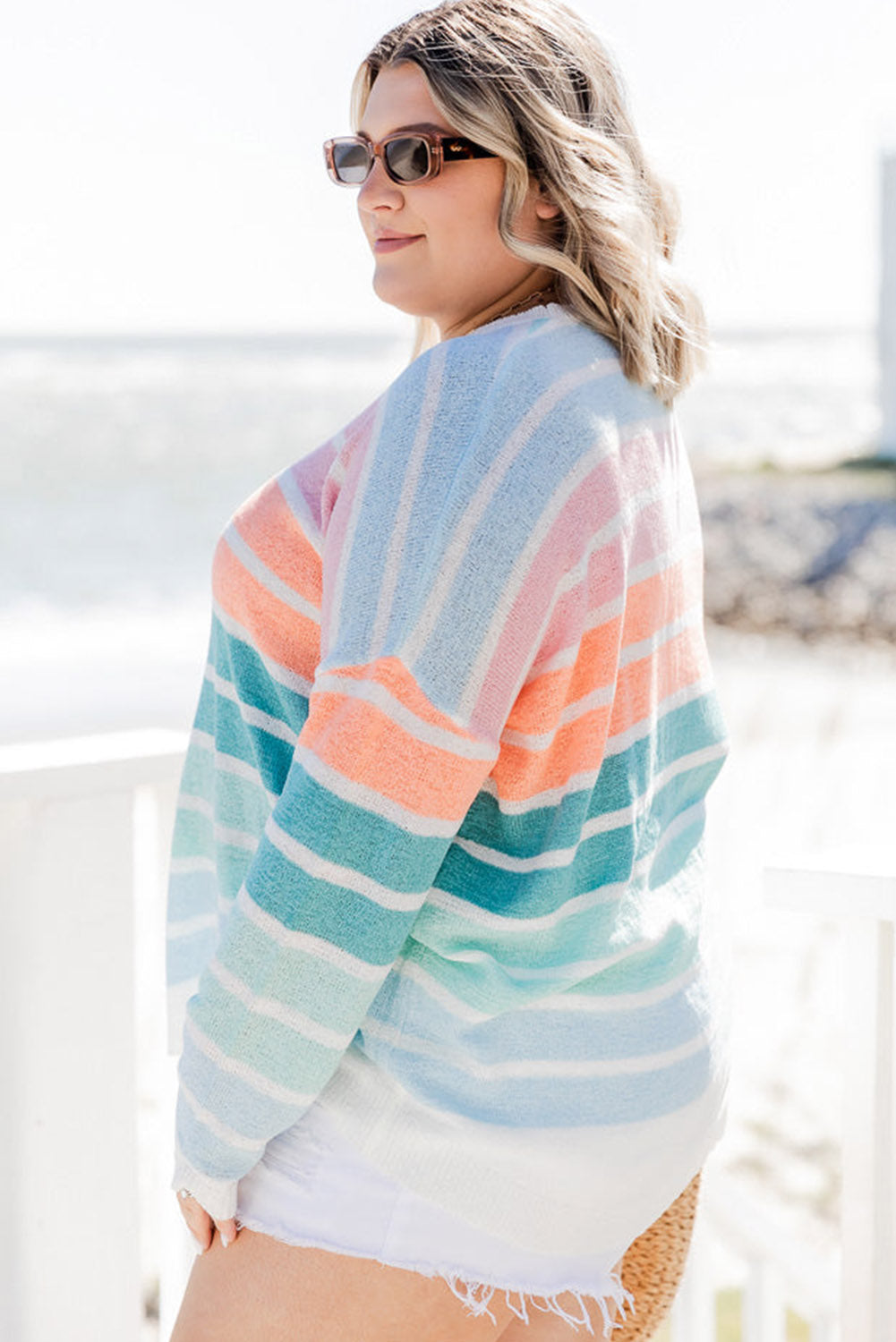 Striped Crewneck Plus Size Sweater