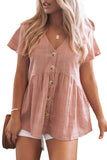 Chemise péplum boutonnée rose à manches courtes