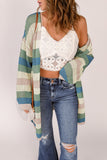 Striped Color Block Hollowed Knit Cardigan