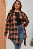 Plus Size Plaid Pattern Open Front Cardigan