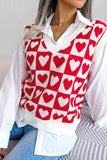 Checked Heart Pattern Sweater Vest