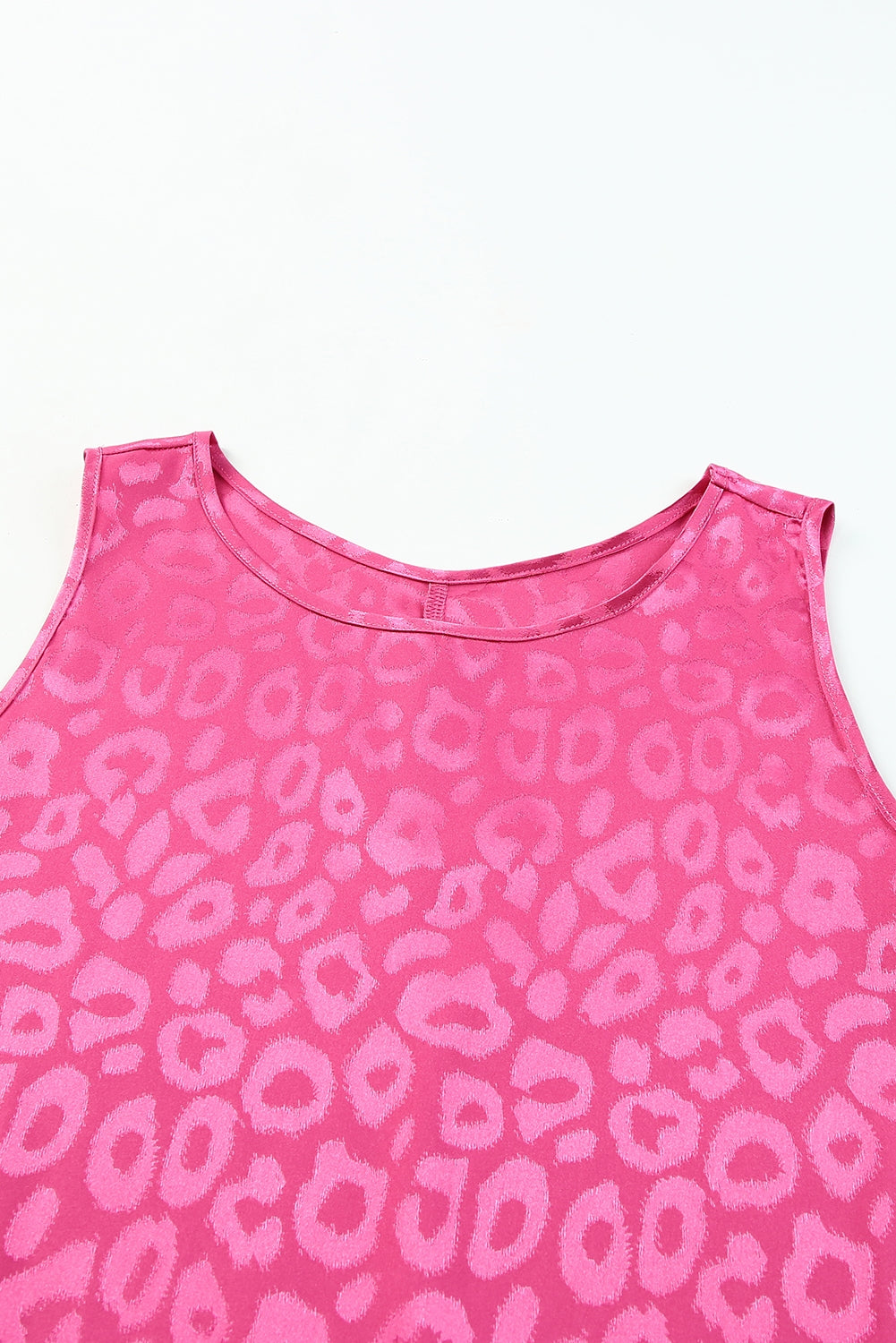 Pink Satin Leopard Tank Top