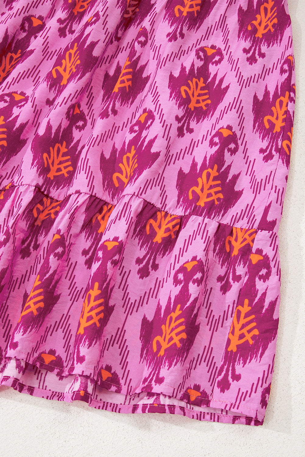 Bonbon Retro Print Twisted Front Ruffled Sleeve Maxi Dress