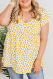 Haut Nuisette Floral Jaune Grande Taille