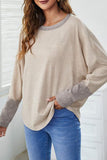 Contrast Cuffs Batwing Sleeve Loose Top