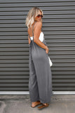 Solid Spaghetti Strap Wide Leg Overall