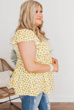 Haut Nuisette Floral Jaune Grande Taille