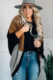 Gray Neutral Colorblock Drapey Cardigan