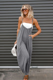 Solid Spaghetti Strap Wide Leg Overall