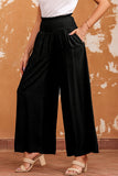 Frill Smocked High Waist Flowy Wide Leg Pants