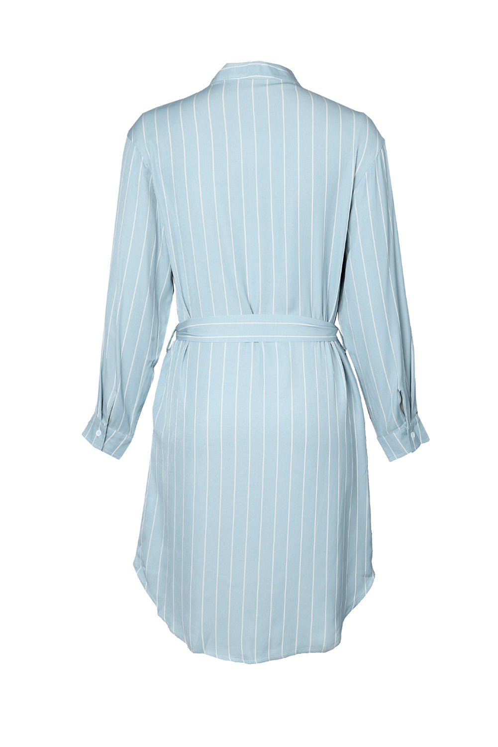 Striped Shirt Midi Dress with Sash