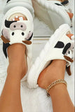 White Cartoon Animal Cow Plush Slippers