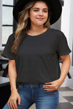 Black Solid Color Crew Neck Tee