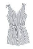 Striped Print Wrap Sleeveless Romper