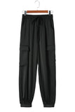 Satin Pocketed Drawstring Elastic Waist Pants