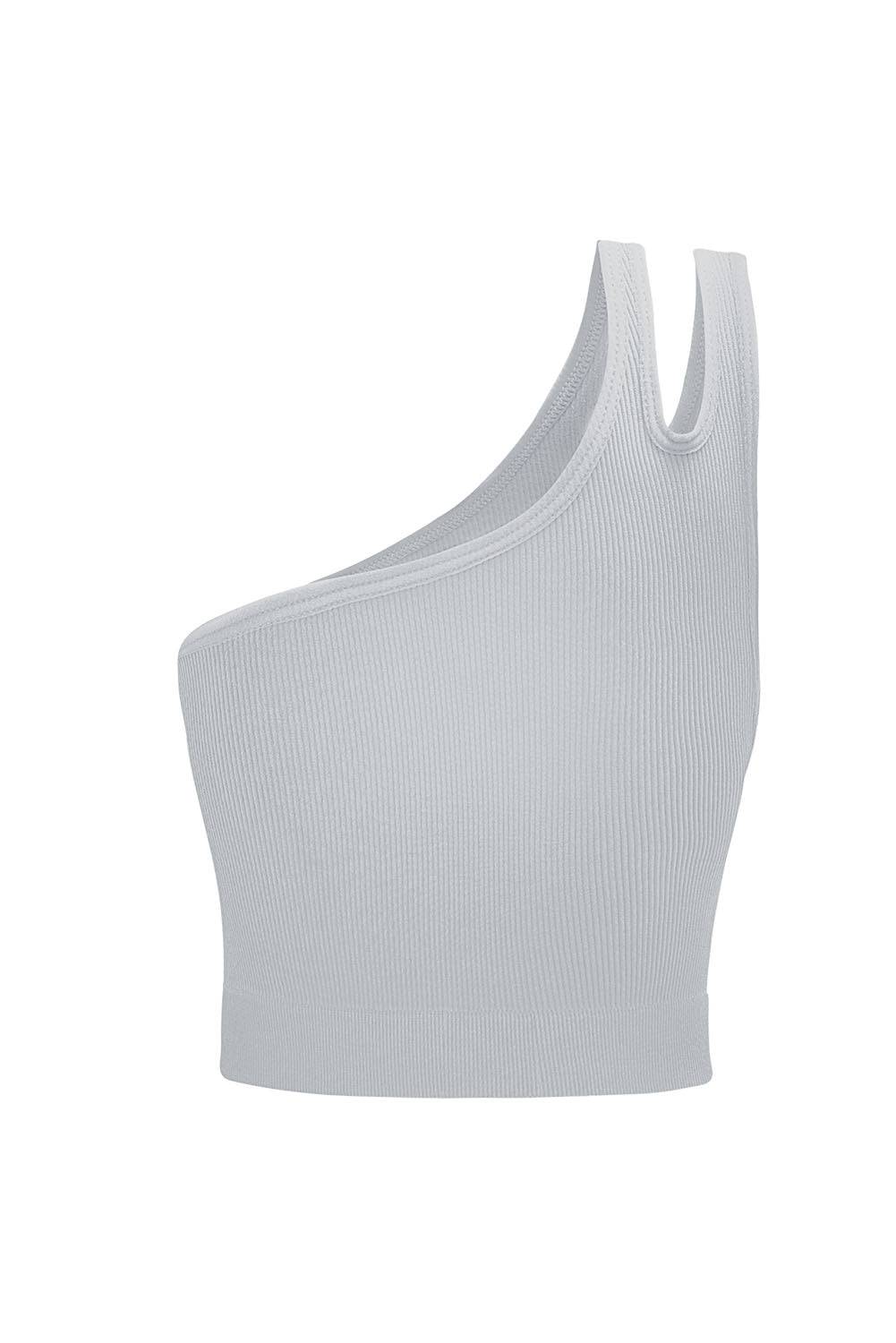 Single Split Shoulder Ribbed Cropped Sports Top