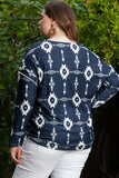 Gray Plus Size Aztec Print Exposed Seam Top