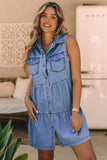 Flap Pockets Button up Sleeveless Denim Dress