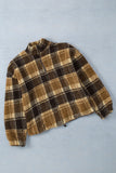 Zip Collar Plaid Pattern Fleece Sweatshirt