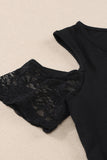 Lace Splicing Cold Shoulder T Shirt