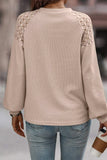 Khaki Lace Long Sleeve Textured Pullover