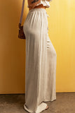 Lace-up Waist Floor Length Wide Leg Casual Pants