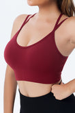 Ribbed Knit Strappy Back Sports Bra