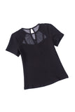 Contrast Mesh Knit Short Sleeve T-shirt