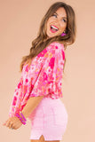 Floral Print Ruffled Half Sleeve Plus Size Babydoll Blouse