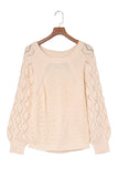 Hollow-out Puffy Sleeve Knit Sweater