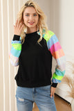 Sequin Color Block Raglan Sleeve Pullover Sweatshirt