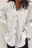 Dark Brown Button Up Contrast Knitted Sleeves Hooded Jacket