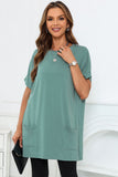 Side Pockets Short Sleeve Tunic Top