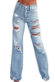 Vintage Distressed Ripped Wide Leg Jeans