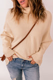 Plain Turtleneck Drop Sleeve Ribbed Sweater