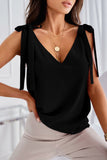 Tie On Shoulder V Neck Tank Top