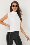 Solid Color Mock Neck Sleeveless Top