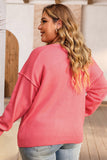 Plus Size Drop Shoulder V Neck Sweater